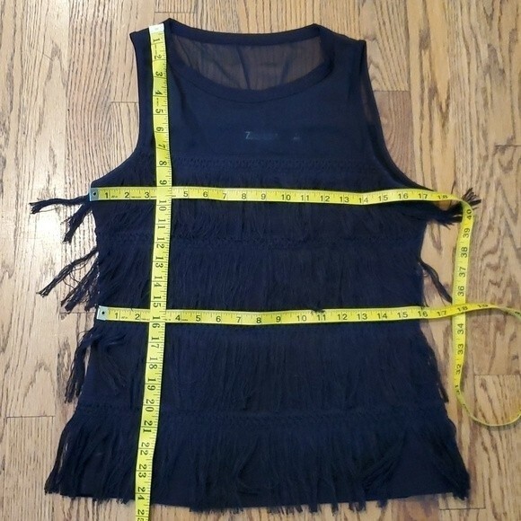 NY & CO BLACK SLEEVELESS FRINGE TOP SIZE SMALL FUN PARTY FLAPPER COCKTAIL - Picture 11 of 11